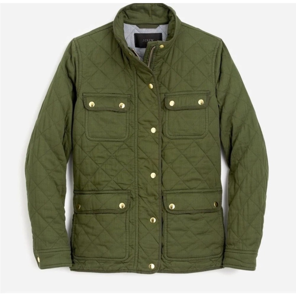 J. Crew Women’s Quilted Downtown Field Jacket in Green Olive